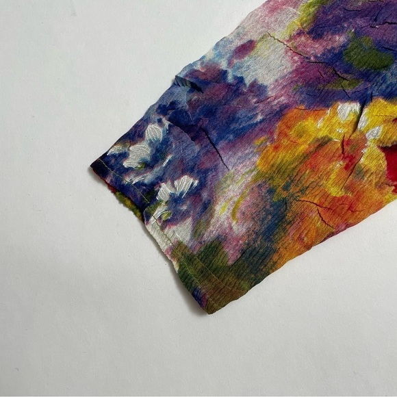 VINTAGE ALBERTO MAKALI semi-sheer v neck stretch crepe top - Picture 3 of 5